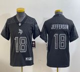Youth Nike Dallas Vikings #18 Justin Jefferson black Color Rush Limited Jersey Reflective version