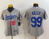 Women Los Angeles Dodgers #99 Kelly Nike gray majestic baseball Jersey-BD 03