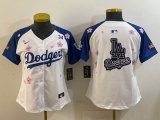 Youth 2025 Nike Los Angeles Dodgers blank white blue fashion majestic baseball jerseys Sakura plate 03