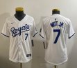 Youth Nike Kansas City Royals #7 Bobby Witt Jr. white majestic baseball jerseys -BD