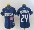 Youth Nike Cleveland Indians #24 Cabrera blue majestic baseball jersey -BD 01