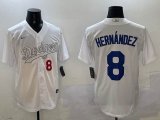 Los Angeles Dodgers #8 Enrique Hernandez white fashion Nike majestic baseball Jersey-BD