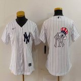 Women Nike Yankees blank white MLB baseball Jersey -BD 06