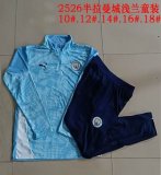 2025-2526 Manchester City skyblue blue kid Soccer uniforms with Long Trousers E25206