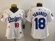 Youth 2025 Nike Los Angeles Dodgers #18 Yoshinobu Yamamoto white fashion majestic baseball jerseys Sakura plate