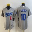 Youth Los Angeles Dodgers #10 Justin Turner gray majestic baseball jersey
