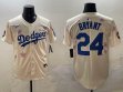 Los Angeles Dodgers #24 Kobe Bryant beige fashion majestic baseball jerseys Sakura plate 01