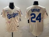 Los Angeles Dodgers #24 Kobe Bryant beige fashion majestic baseball jerseys Sakura plate 01