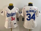 Youth 2025 Nike Los Angeles Dodgers #34 Fernando Valenzuela beige fashion majestic baseball jerseys Sakura plate
