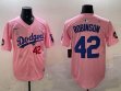 2025 Nike Los Angeles Dodgers #42 Jackie Robinson pink fashion majestic baseball jerseys Sakura plate