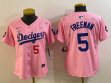 Women 2025 Nike Los Angeles Dodgers #5 Freddie Freeman pink fashion majestic baseball jerseys Sakura plate