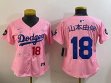 Women 2025 Nike Los Angeles Dodgers #18 Yoshinobu Yamamoto pink fashion majestic baseball jerseys Sakura plate