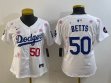 Women 2025 Nike Los Angeles Dodgers 50 Mookie Betts white fashion majestic baseball jerseys Sakura plate