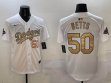 2025 Nike Los Angeles Dodgers 50 Mookie Betts white gold fashion majestic baseball jerseys