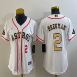 Youth Nike Houston Astros #2 Alex Bregman white gold majestic baseball jerseys 02