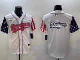 2025 Nike Dodgers white usa flag baseball jerseys Joint name 02