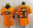 Women Nike Pittsburgh Pirates #30 Paul Skenes yellow majestic baseball jerseys city version 02