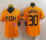 Women Nike Pittsburgh Pirates #30 Paul Skenes yellow majestic baseball jerseys city version 02