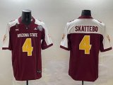 Arizona State #4 Cam Skattebo red white college football jerseys-BD