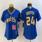 Women Nike Seattle Mariners #24 Ken Griffey Jr. blue majestic mlb jersey city version-BD 01