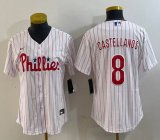 Women Nike Philadelphia Phillies #8 Nick Castellanos white majestic baseball jerseys