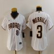 Women Nike San Diego Padres #3 Jackson Merrill white MLB Baseball jerseys 01
