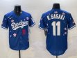 2025 Nike Los Angeles Dodgers #11 Roki Sasaki blue fashion majestic baseball jerseys Sakura plate