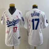 Youth 2025 Nike Los Angeles Dodgers #17 Shohei Ohtani white fashion majestic baseball jerseys Sakura plate