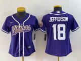 Women Nike Dallas Vikings #18 Justin Jefferson purple NFL football jerseys-BD