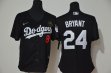 Women Nike Los Angeles Dodgers Kobe Bryant black majestic baseball Jersey-KB patch