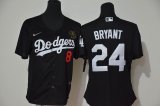 Women Nike Los Angeles Dodgers Kobe Bryant black majestic baseball Jersey-KB patch