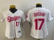 Youth Nike Los Angeles Dodgers #17 Shohei Ohtani white pink MLB baseball Jersey-Joint name-BD 01