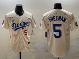 2025 Nike Los Angeles Dodgers #5 Freddie Freeman beige fashion majestic baseball jerseys Sakura plate
