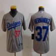 Youth Nike Los Angeles Dodgers #37 Enrique Hernandez gray majestic baseball jerseys 02
