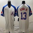Nike Anaheim Angels #13 Ronald Acuna Jr. white blue majestic baseball city version