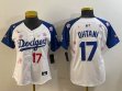 Youth 2025 Nike Los Angeles Dodgers #17 Shohei Ohtani white blue fashion majestic baseball jerseys Sakura plate 02