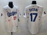 2025 Nike Los Angeles Dodgers #17 Shohei Ohtani white fashion majestic baseball jerseys Sakura plate