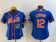 Women Nike New York Mets #12 Francisco Lindor blue majestic mlb jerseys-BD 02