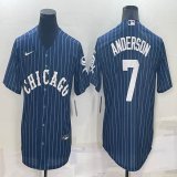 Nike Chicago White Sox #7 Anderson blue throwback majestic Baseball Jersey -BD