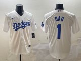 Nike Los Angeles Dodgers #1 Dad white majestic baseball jerseys 01