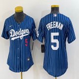 Women Nike Los Angeles Dodgers #5 Freddie Freeman blue majestic baseball Jerseys-BD