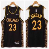 Chicago Bulls #23 Michael Jordan black nike nba basketball jerseys city version -XD