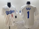 Nike Los Angeles Dodgers #1 Dad white majestic baseball jerseys