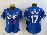 Women 2025 Nike Los Angeles Dodgers #17 Shohei Ohtani blue fashion majestic baseball jerseys Sakura plate