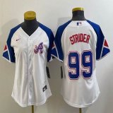 Women Nike Anaheim Angels #99 Strider white blue majestic baseball city