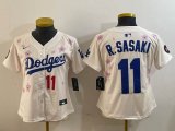 Youth Dodgers #11 Roki Sasaki beige fashion majestic baseball jerseys Sakura plate