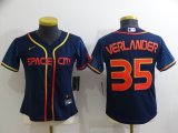 Women Nike Houston Astros #35 Justin Verlander dark blue baseball jerseys