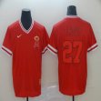 Nike Los Angeles Angels #27 Mike Trout red throwback baseball jersey-BD