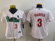 Youth Philadelphia Phillies #3 Bryce Harper white majestic baseball jersey Joint name-BD 01