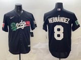 Nike Los Angeles #8 Enrique Hernandez black Mexico baseball jerseys